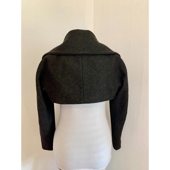 Shipley Halmos Cropped Dark Charcoal Grey Wool Bolero Jacket Shrug XS Collar - Picture 8 of 16